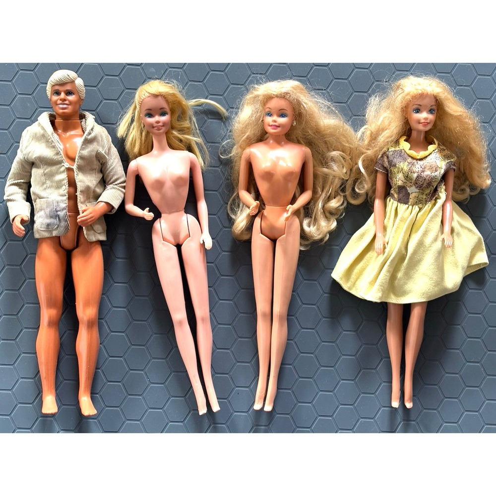 Vintage Lot of 4 Barbie & Ken Dolls 1980's 1990's Mattel